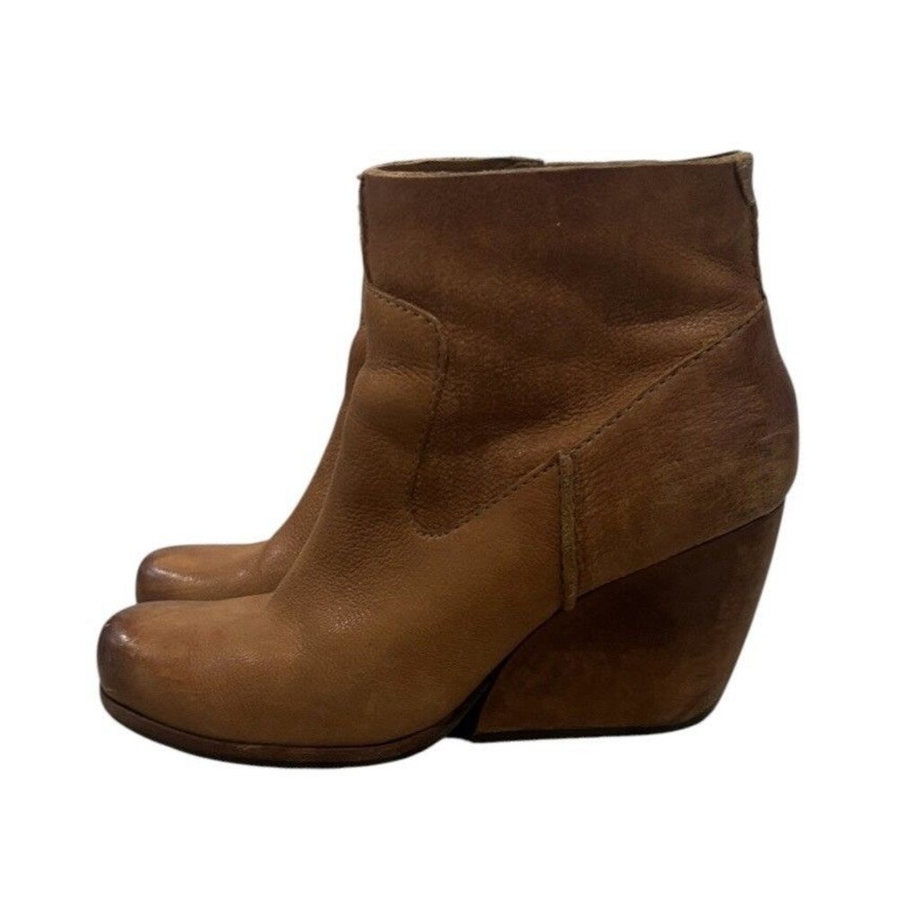Kork Ease Michelle Ankle Bootie Women’s 8.5 Brown Leather Wedge Zip Boho